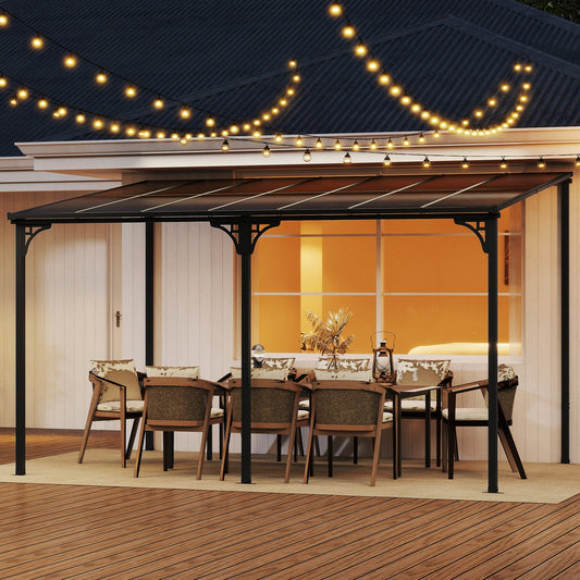 10 × 13 ft Wall-Mounted Hardtop Pergola – Black
