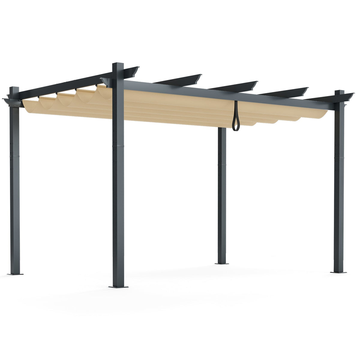 10 × 13 ft Aluminum Pergola with Retractable Canopy – Beige