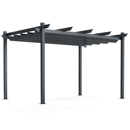 10 × 13 ft Aluminum Pergola with Retractable Canopy – Beige