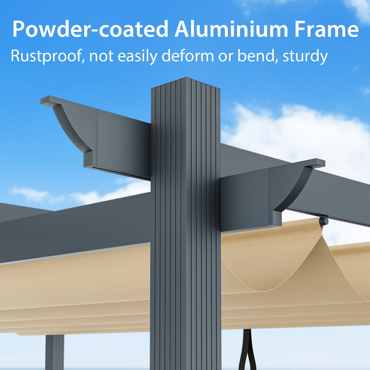 10 × 13 ft Aluminum Pergola with Retractable Canopy – Beige