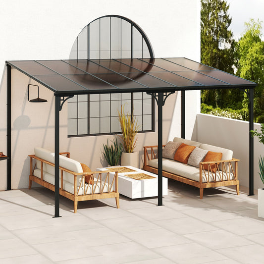 10 × 13 ft Wall-Mounted Hardtop Pergola – Black